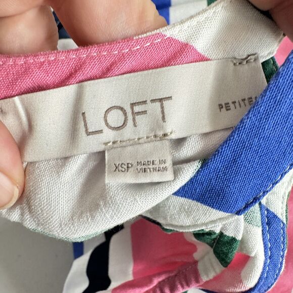 LOFT Striped Halter Dress Size XSP Multicolored Rainbow Viscose Beach Resortwear - Picture 6 of 7